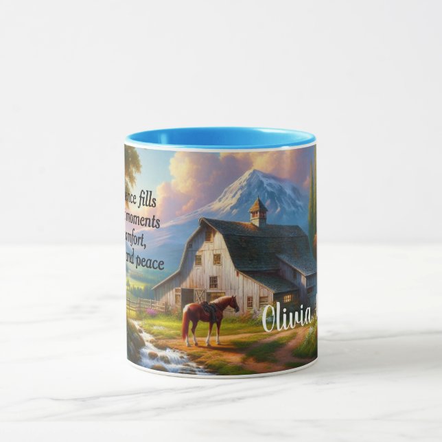 Peaceful Horse Countryside Mug Mugg (Center)