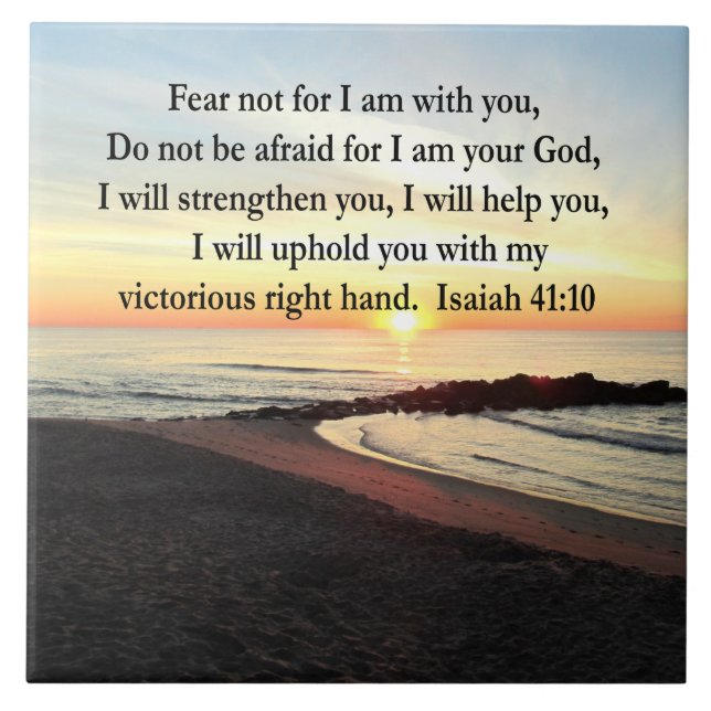 PEACEFUL ISAIAH 41:10 SUNRISE PHOTO KAKELPLATTA (Framsidan)