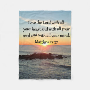 PEACEFUL MATTHEW 22:37 SUNRISE SCRIPTURE DESIGN FLEECEFILT