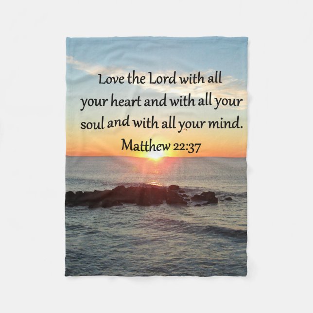 PEACEFUL MATTHEW 22:37 SUNRISE SCRIPTURE DESIGN FLEECEFILT (Framsidan)