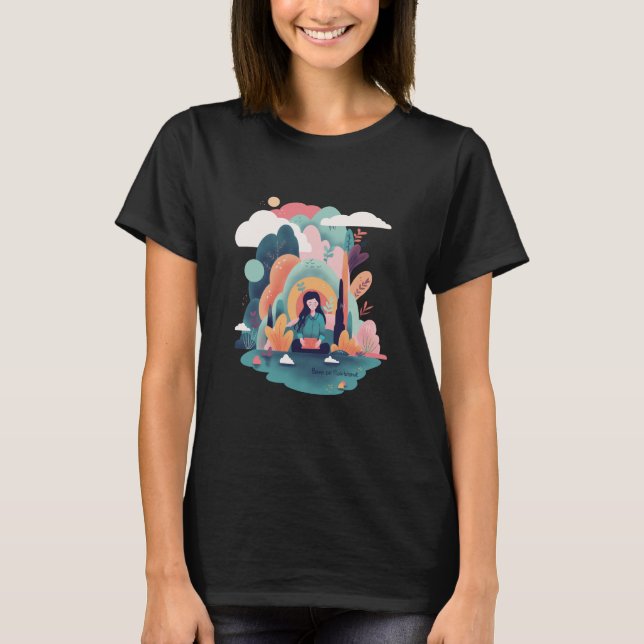 Peaceful Meditation Girl In Nature T Shirt (Framsida)