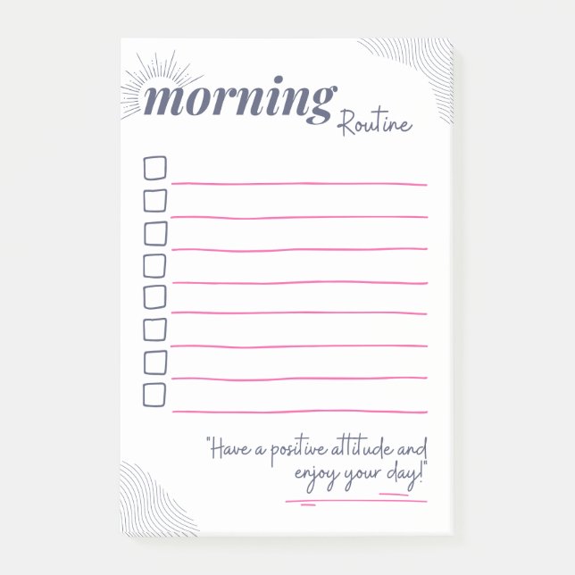 Peaceful Morning Routine Checklist Art Post-it Block (Framsida)
