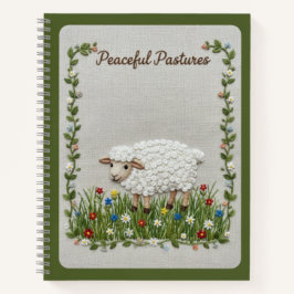 Peaceful Pastures Embroidered Sheep Nature Journal