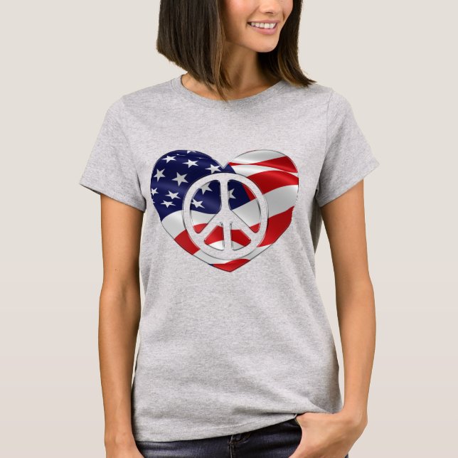 "PEACEFUL PATRIOT HEART" T-Shirt (Framsida)