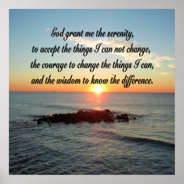 PEACEFUL SERENITY PRAYER OCEAN SUNRISE POSTER