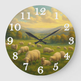 Peaceful sheep in pastoral meadow stor klocka