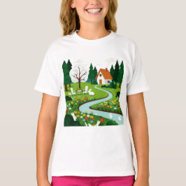 Peaceful spring landscape t shirt