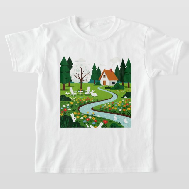 Peaceful spring landscape t shirt (Laydown)
