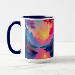 Peaceful Sunset Mountains Fantasy Landscape Mugg