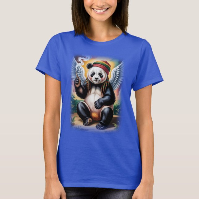 Peaceful time for this Jamaican Angel Panda on a T Shirt (Framsida)