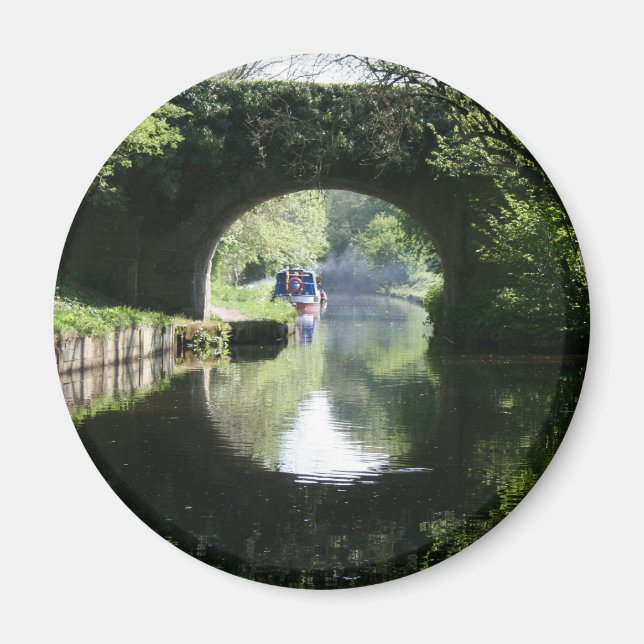 Peacefulness Blue Boat Llangollen Canal Magnet (Framsidan)