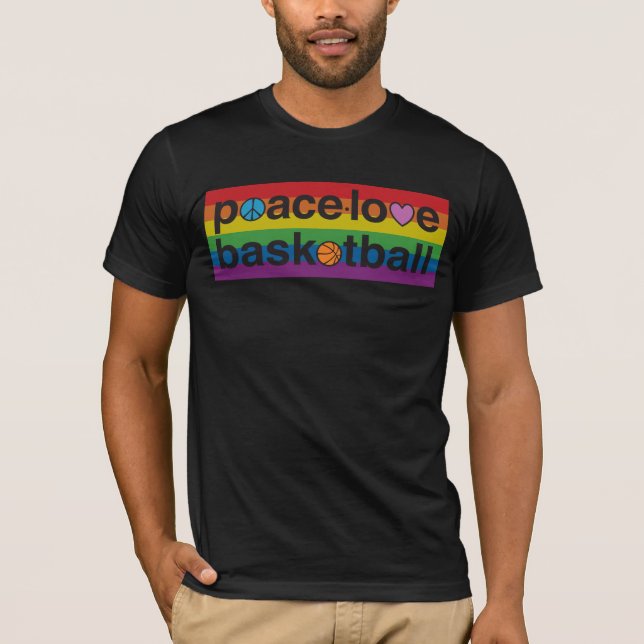 PeaceLoveBasketball PRIDE Amer Apparel Shirt (blk) T Shirt (Framsida)
