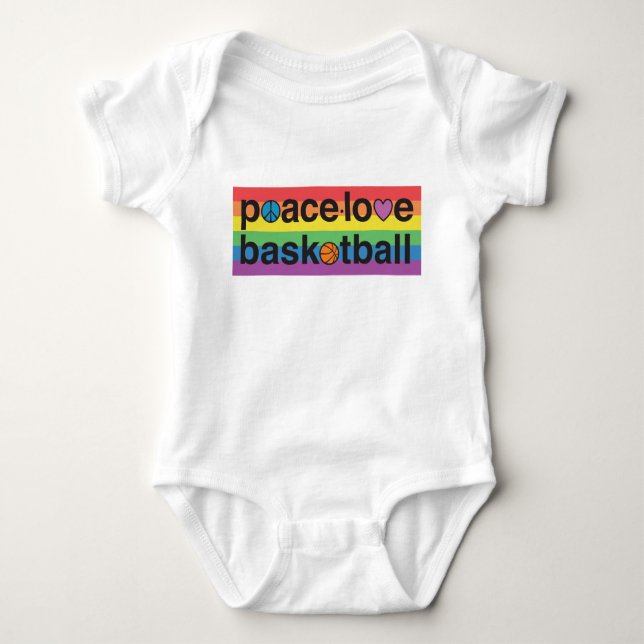PeaceLoveBasketball PRIDE Baby Bodydress (vit) T Shirt (Framsida)
