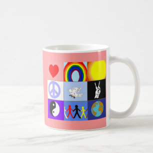 peaceloveunitymugg - rosa kaffemugg