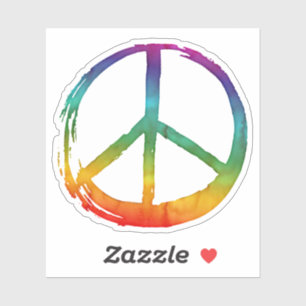 Peacesymbol Hippie Watercolor Tie-dye-pensel Klistermärken