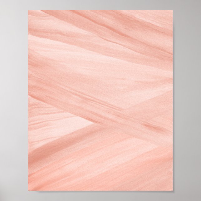 Peach Abstrakt Linjer Brushstroke Art Poster (Framsidan)