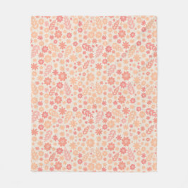 Peach Airy Wildblomme Meadow Mönster Fleecefilt