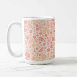 Peach Airy Wildblomme Meadow Mönster Kaffemugg