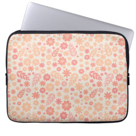 Peach Airy Wildblomme Meadow Mönster Laptop Fodral