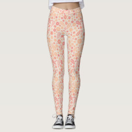 Peach Airy Wildblomme Meadow Mönster Leggings