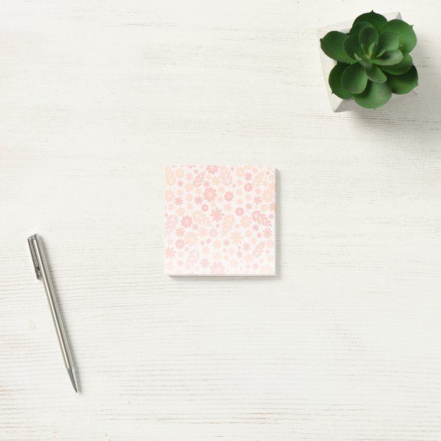Peach Airy Wildblomme Meadow Mönster Post-it Block (Kontor)