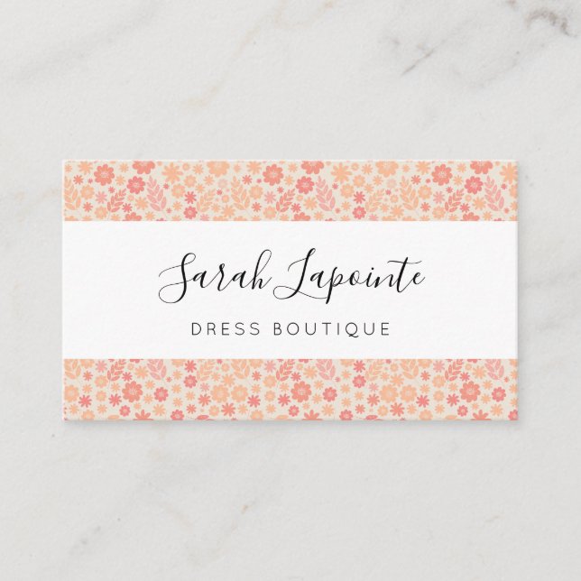 Peach Airy Wildblomme Meadow Mönster Visitkort (Framsida)
