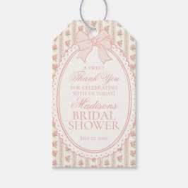 Peach and Beige Fancy Floral Bridal Shower Favors Presentetikett