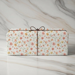 Peach and Coral Floral Wedding Wrapping Paper Presentpapper