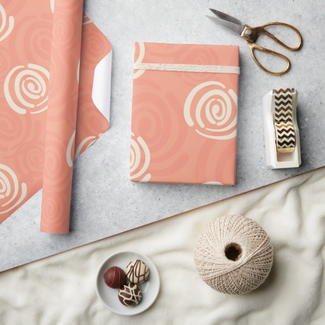 Peach and Cream Swirls Wrapping Papper Presentpapper (Hantverk)