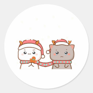 Peach and Goma Mochi Cat, God jul Runt Klistermärke