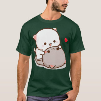 Peach and Goma Mochi Cat Love  T Shirt