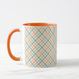 Peach and Teal Plaid Design Mugg