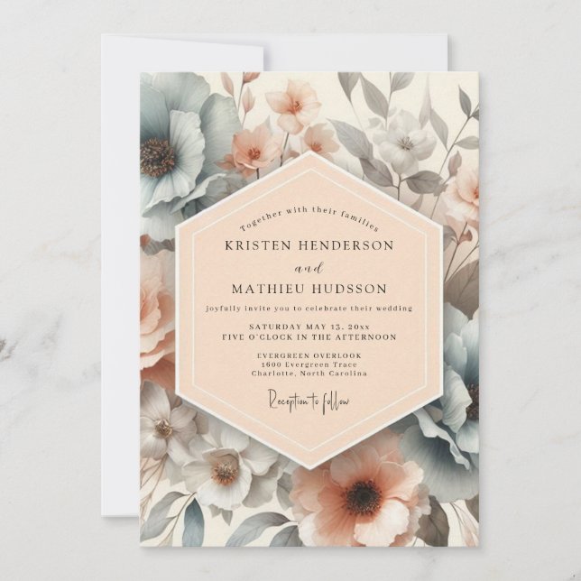 Peach Angelic Spring Wedding Inbjudningar (Framsida)