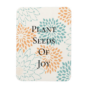 Peach Aqua Blommigt Blommars Joy Dikt Magnet