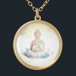 *~* Peach Aqua Buddha AP33 Blommigt Lotus Guldpläterat Halsband<br><div class="desc">(sök-ID AP33 för liknande utformningar) Enkel och minimal Abstrakt Boho Zen Watercolor mjuk med GULD-områden. Det finns alternativ i form och metall som placerar färg i Silver Plate och Guld Plate. * Energetiskt utökad bohemisk botanisk trädgård / Bouquet-Blommigt / Pastel Modern Popular mjukt Colorful Zen Artistic Buddha / Buddhism med...</div>