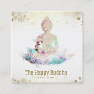 *~* Peach Aqua Buddha QR AP33-Blommigt Lotus Fyrkantigt Visitkort