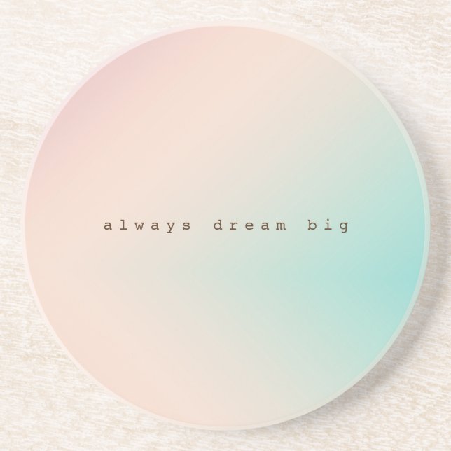 Peach Aqua Tie Dye Ombre-inspirationdrömcitat Underlägg (Framsidan)