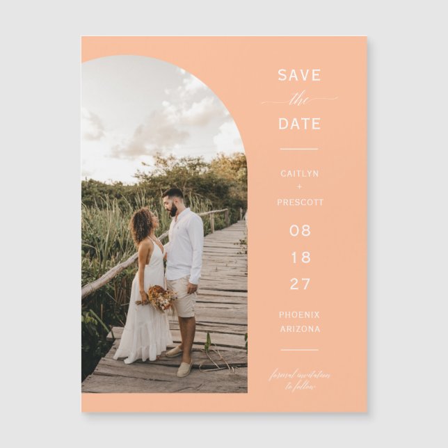 Peach Arch Photo Save Date Magnetic Card (Framsida)