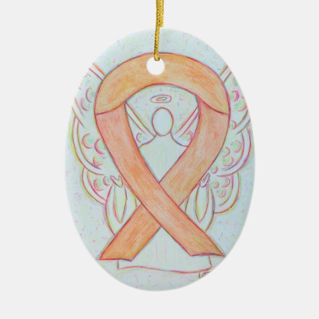 Peach Awareness Ribbon Angel Pendant Ornament (Framsidan)