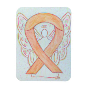 Peach Awareness Ribbon Guardian Angel Gift Magnets Magnet