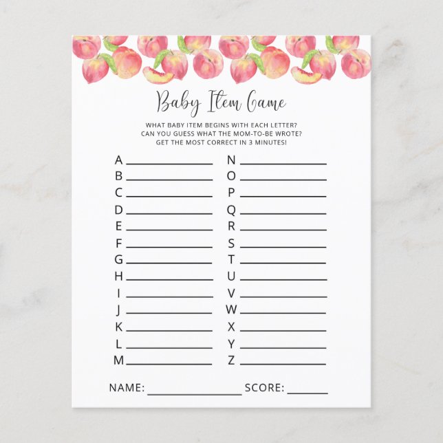 Peach Baby-artikelspel. Barnstödsspel (Framsida)