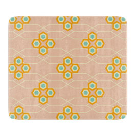 Peach background hexagonal floral pattern 