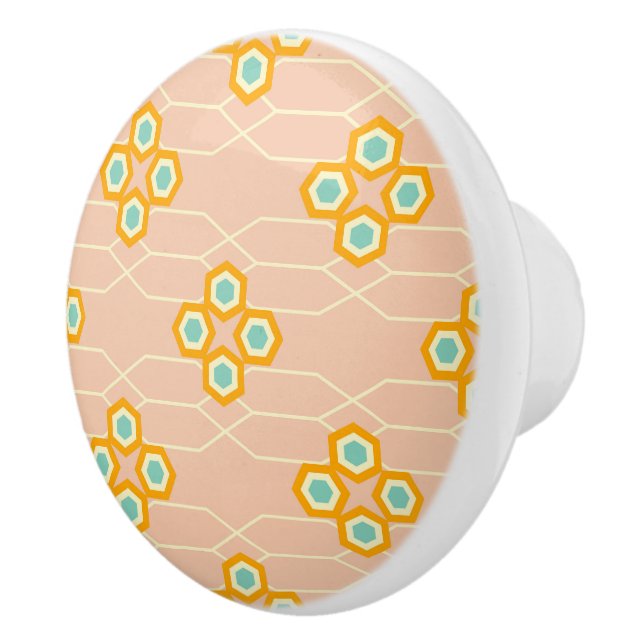 Peach background hexagonal floral pattern  knopp (Höger)