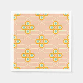 Peach background hexagonal floral pattern  pappersservett