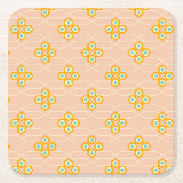 Peach background hexagonal floral pattern  underlägg papper kvadrat