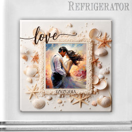 Peach Beach Shells Love Foto Magnet