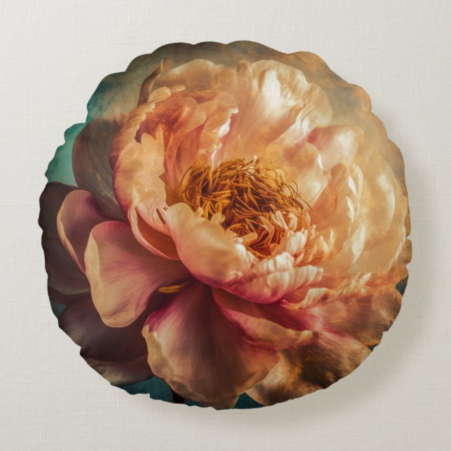 Peach Beauty Rund Kudde (Framsidan)