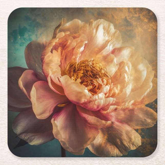 Peach Beauty Underlägg Papper Kvadrat (Framsidan)