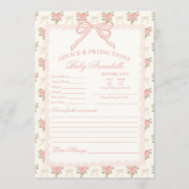 Peach & Beige Fancy Floral Advice for Baby Card Inbjudningar