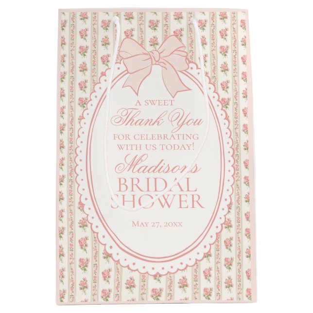 Peach & Beige Fancy Floral Bridal Shower Favor (Framsidan)